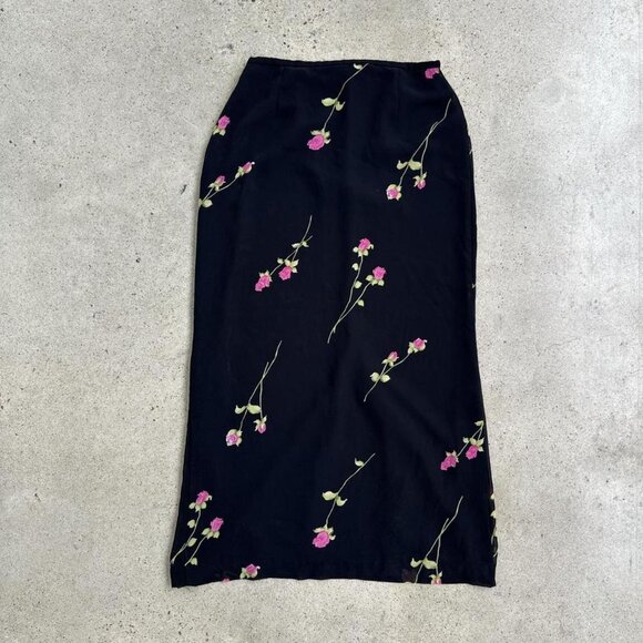 vintage black floral print skirt - Picture 7 of 7
